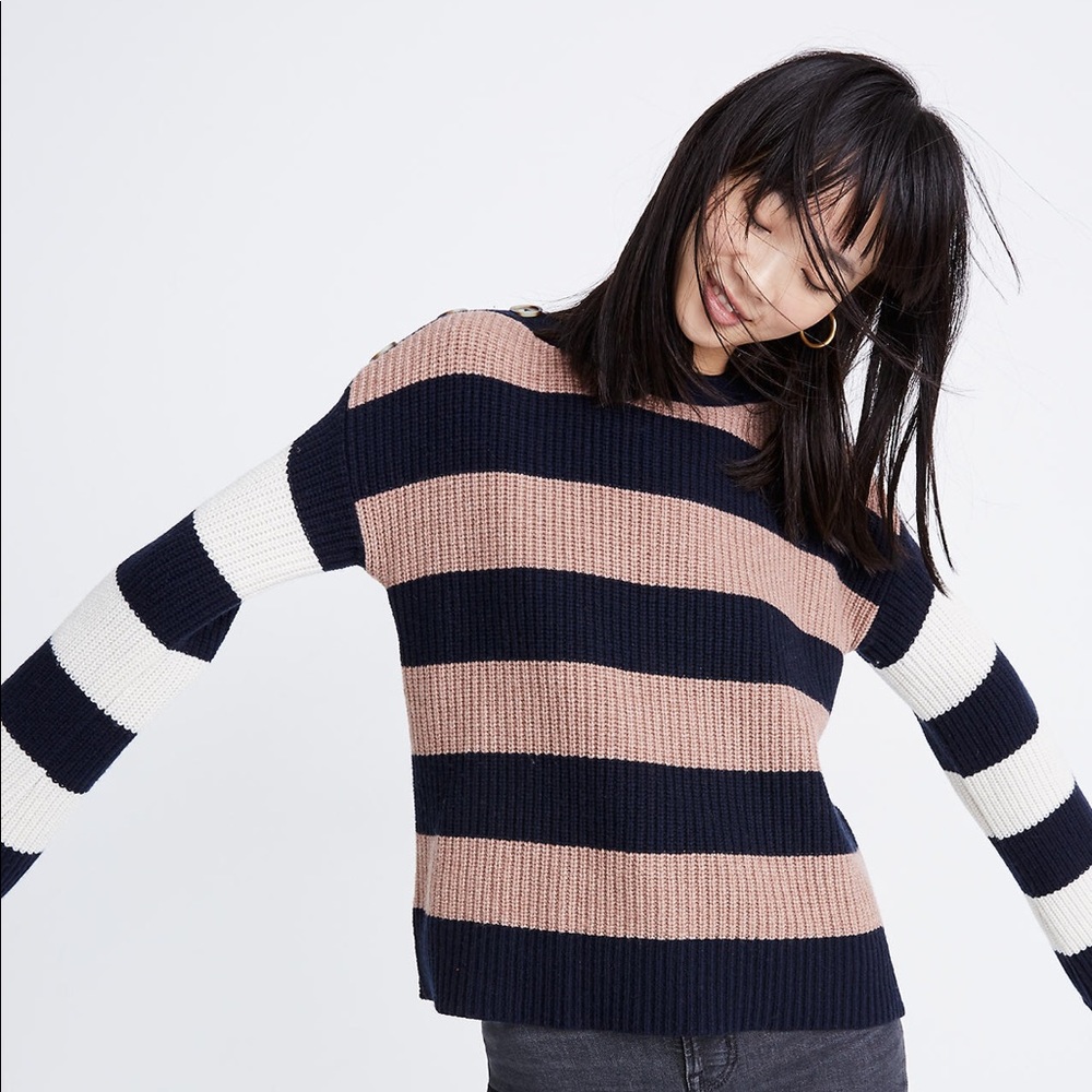 Madewell Stripe Calloway Boatneck Sweater NWOT